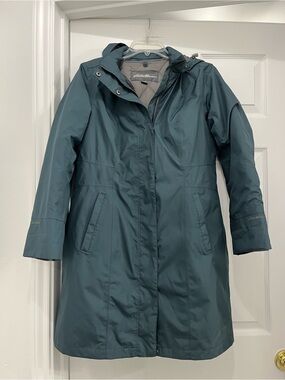 Eddie Bauer Teal Girl On The Go Insulated Waterproof Hooded Trench Coat